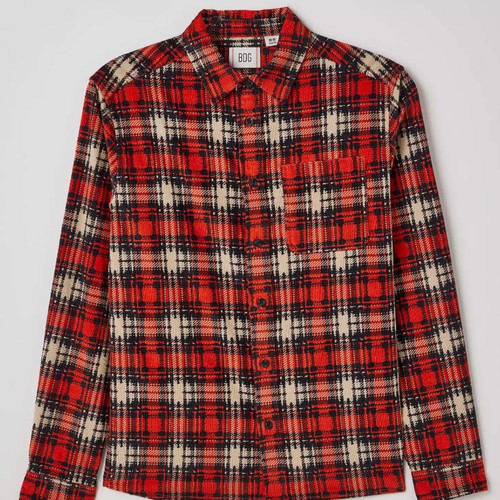 BDG plaid corduroy button down shirt